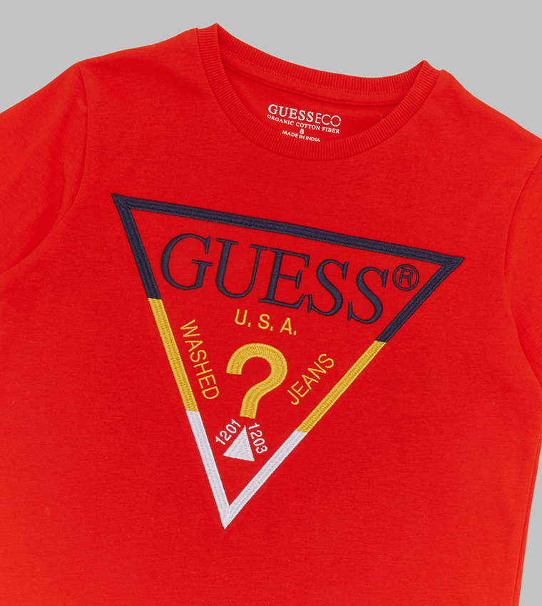Camiseta Guess Roja Polera Guess Hombre Rayas Camisetas Guess