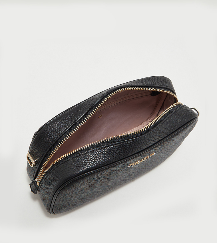 Textured Zip Closure Crossbody Bag