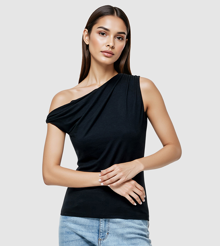 SIA Jersey Asymmetric Shoulder Top