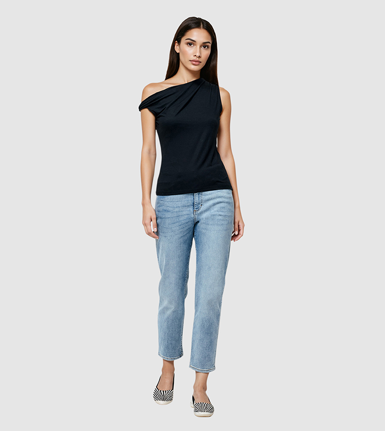 SIA Jersey Asymmetric Shoulder Top