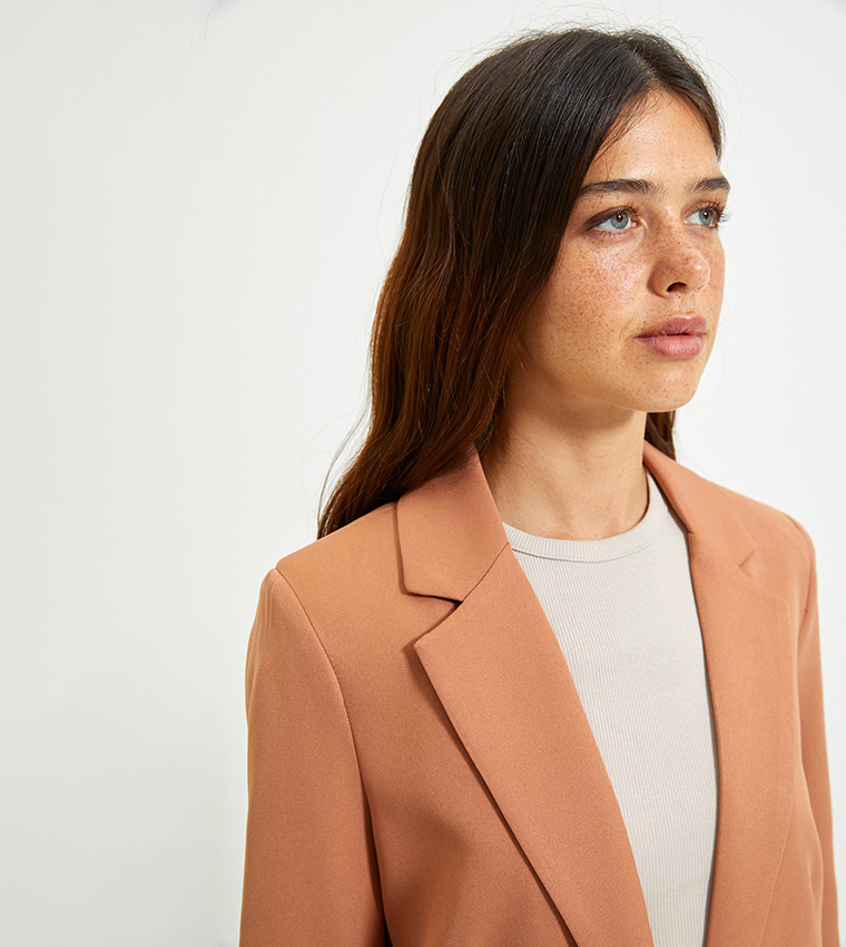 Tan store longline blazer