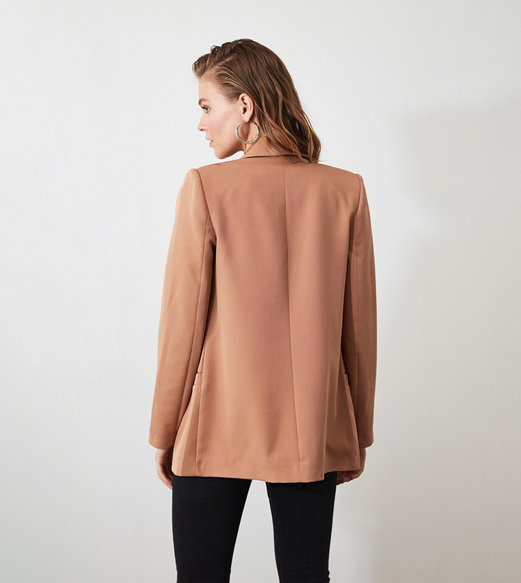 Long tan blazer womens shop