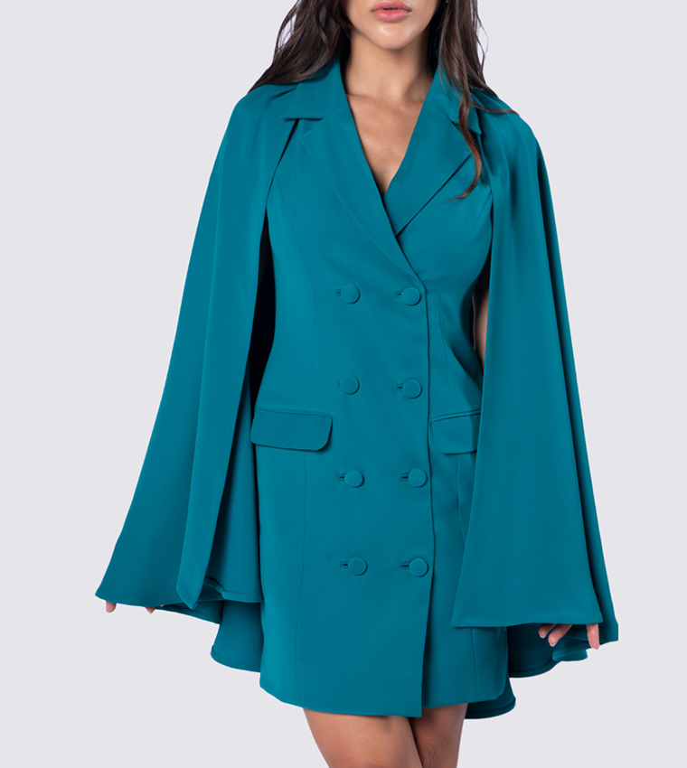 Buy Niva Cape Sleeves Blazer Dress In Green 6thStreet UAE