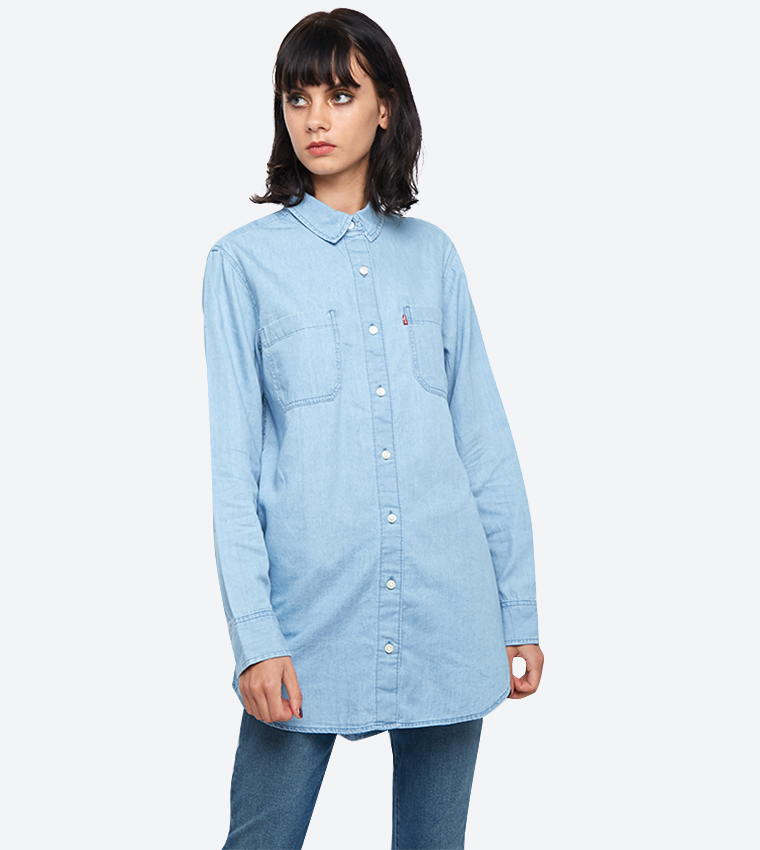levi's leni denim tunic shirt