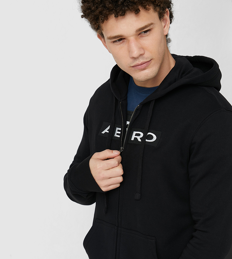 Buy Aeropostale Aero Branded Full Zip Hooded Sweatshirt Black In Black 6thStreet Oman