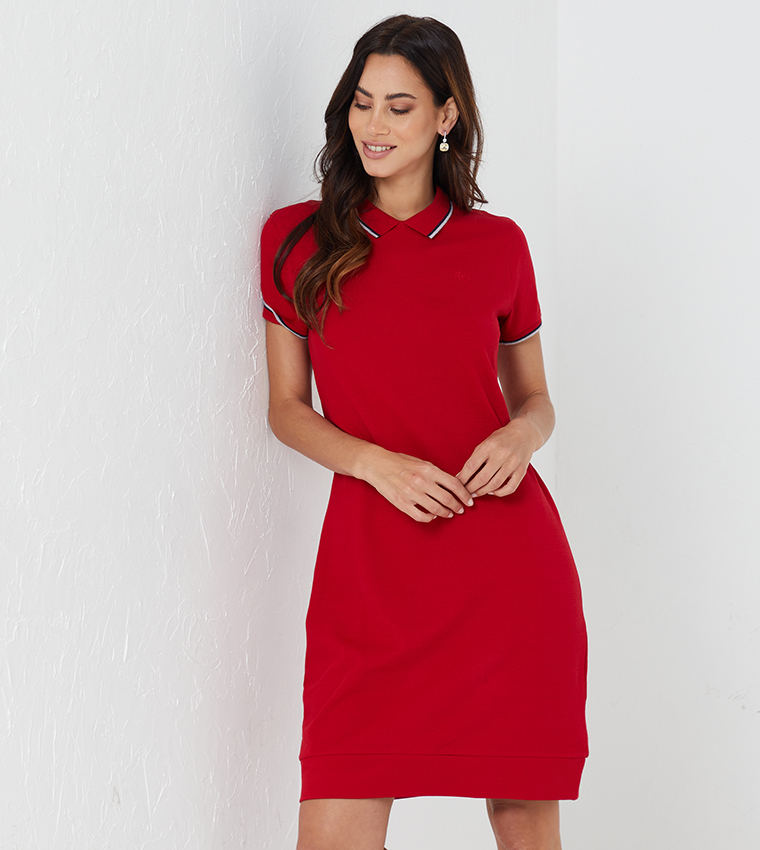 Buy Aeropostale Short Sleeve Midi Dress With Tape Detailing At Back In Red 6thStreet Bahrain