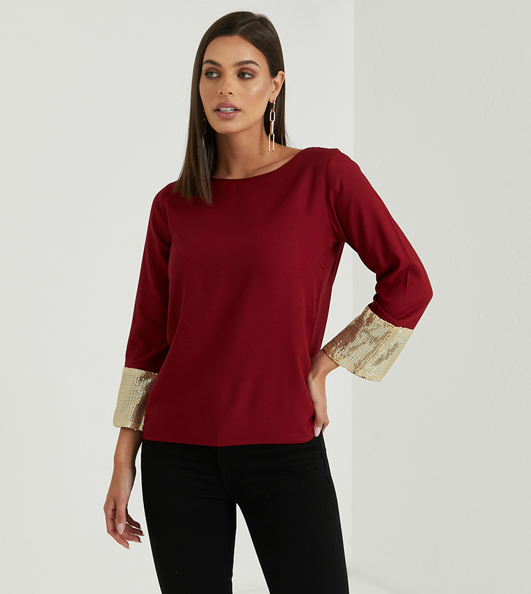 Aero Girls Sequin Tops-Maroon