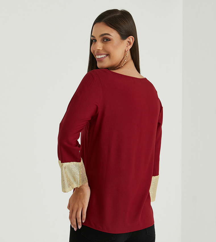 Aero Girls Sequin Tops-Maroon