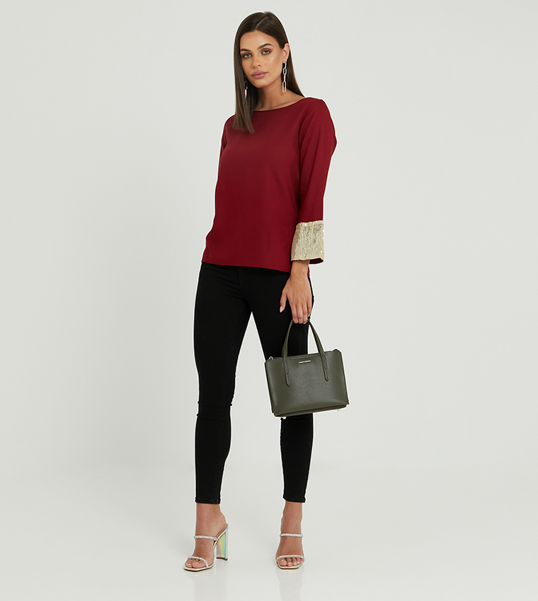 Aero Girls Sequin Tops-Maroon
