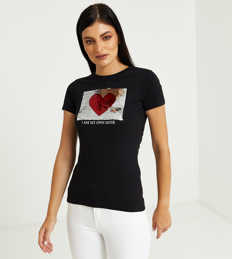 Buy Aeropostale Aero Girls 2 Way Sequin T Shirt Black In Black 6thStreet UAE