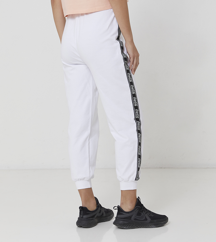 Printed Tape Drawstring Waist Joggers