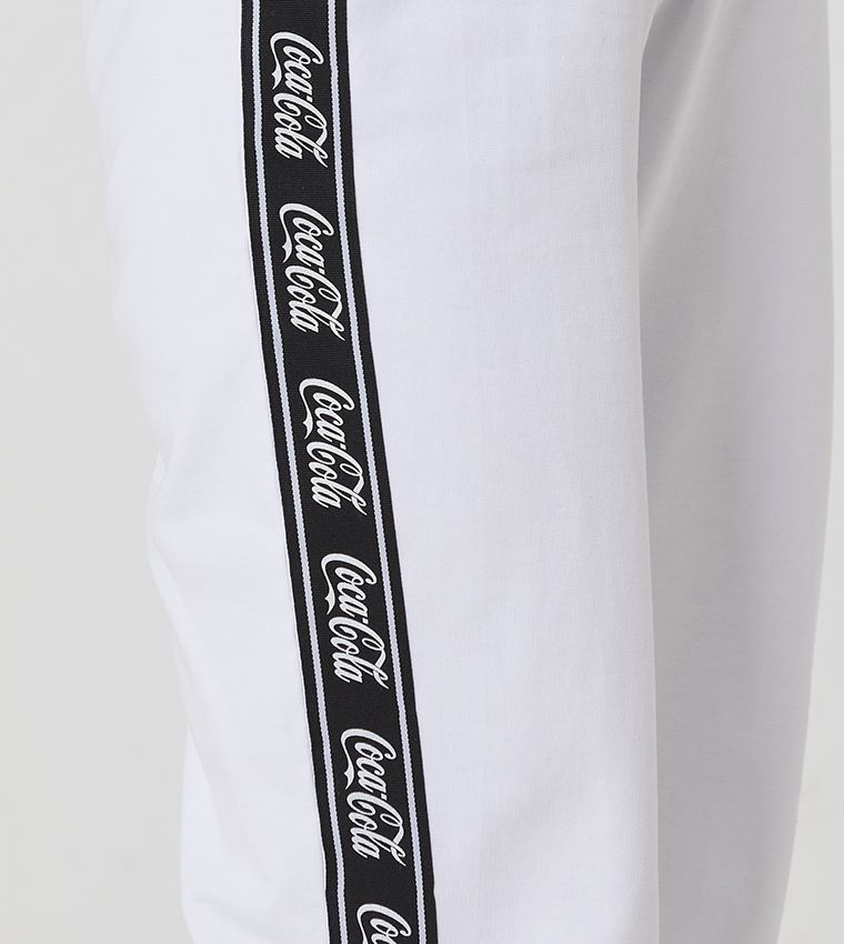 Printed Tape Drawstring Waist Joggers