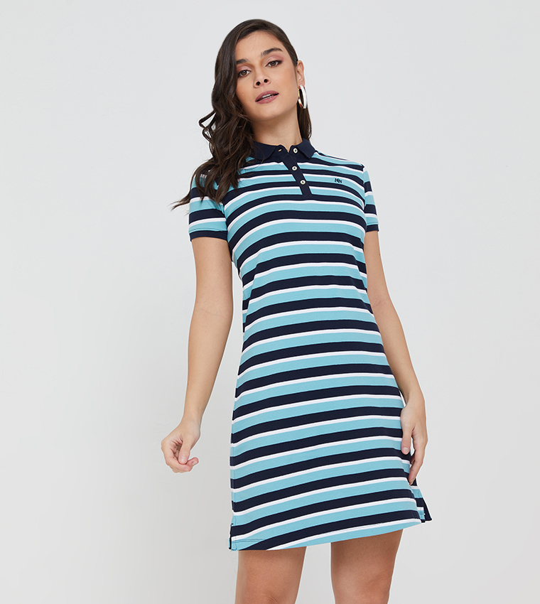 Buy Aeropostale Short Sleeve Polo Neck Dress In Blue 6thStreet UAE