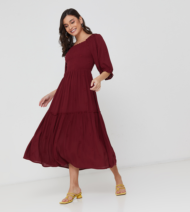 Maroon casual dress outlet