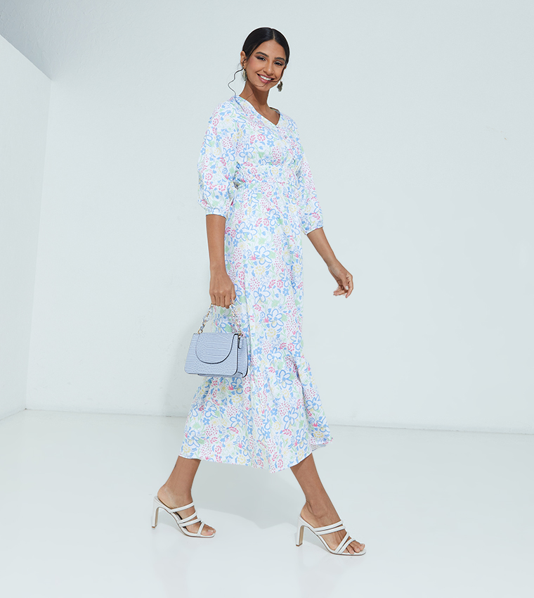 Buy Aeropostale Aero Floral Printed Smocked Waist Maxi Dress In