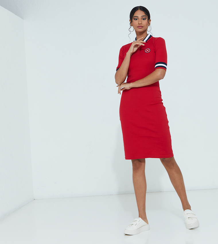 Buy Aeropostale Aero Super Comfy Knitted Rib Midi Dress In Red