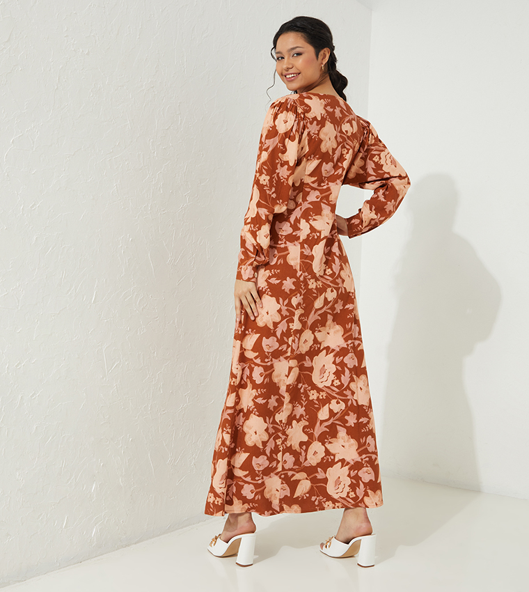 Aero Modest Floral Wraped Maxi Dress