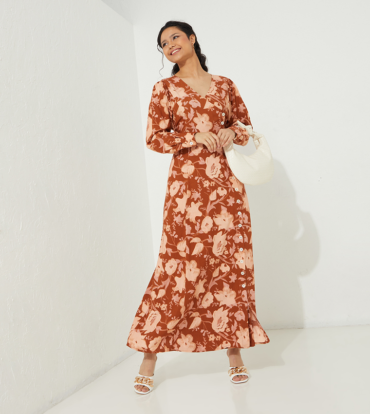 Aero Modest Floral Wraped Maxi Dress