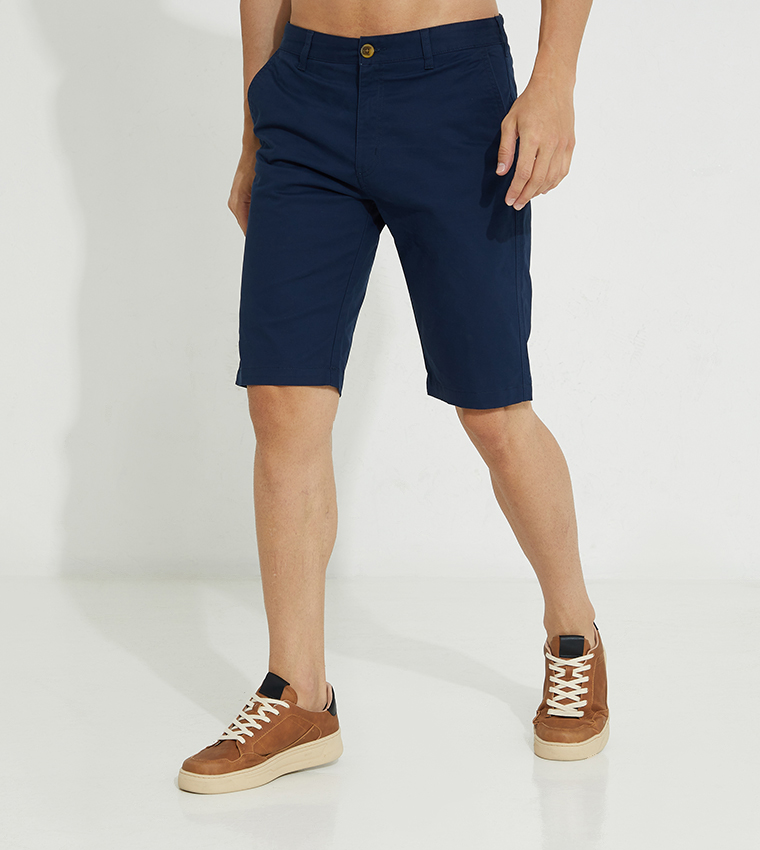 Mens navy blue chino shorts clearance