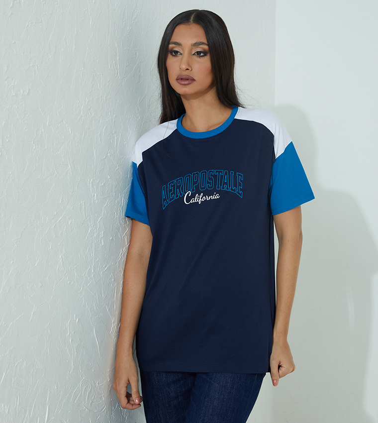 Buy Aeropostale Color Block Printed T Shirt In Blue 6thStreet UAE