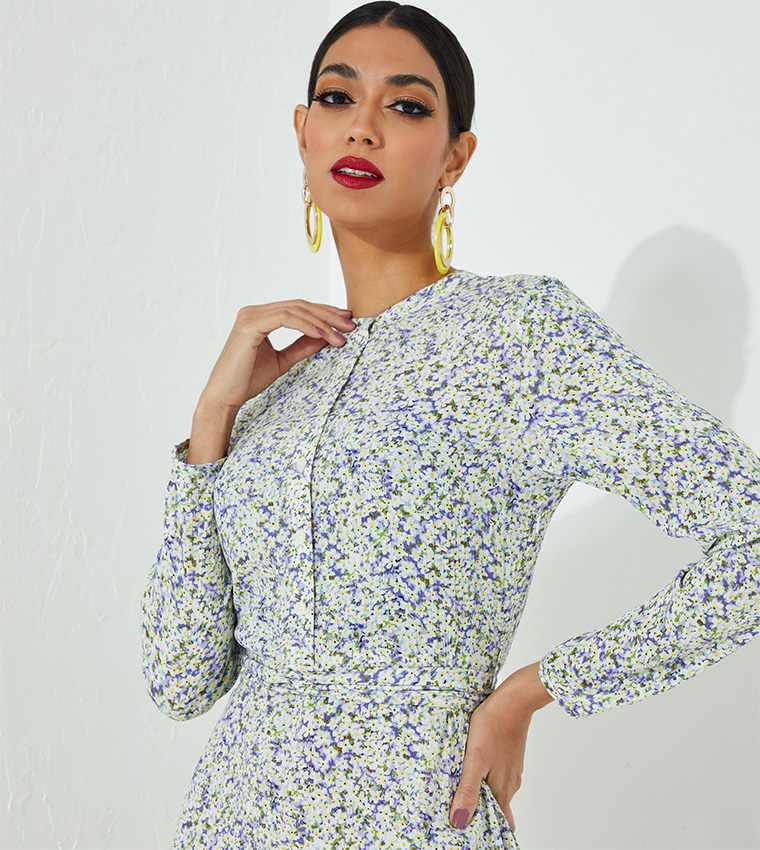 Buy Aeropostale Aero Floral Printed Shirt Dress With Waist Belt In Mauve |  6thstreet Qatar