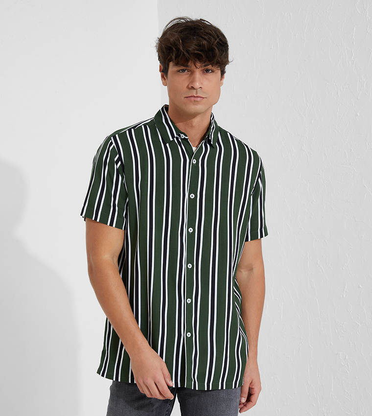 Aero Guys Trendy Stripped Viscose  Resort Shirt