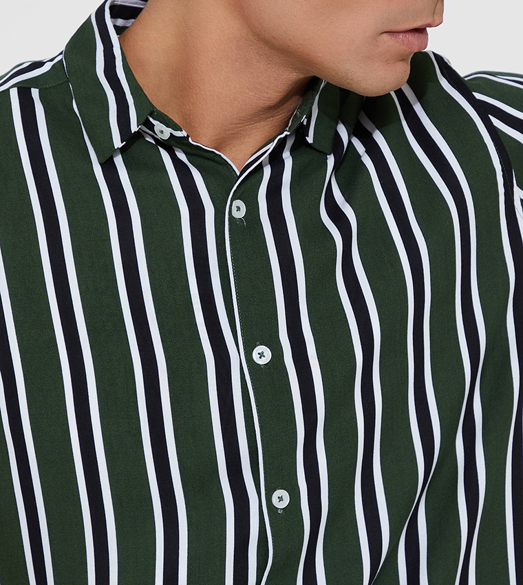 Aero Guys Trendy Stripped Viscose  Resort Shirt