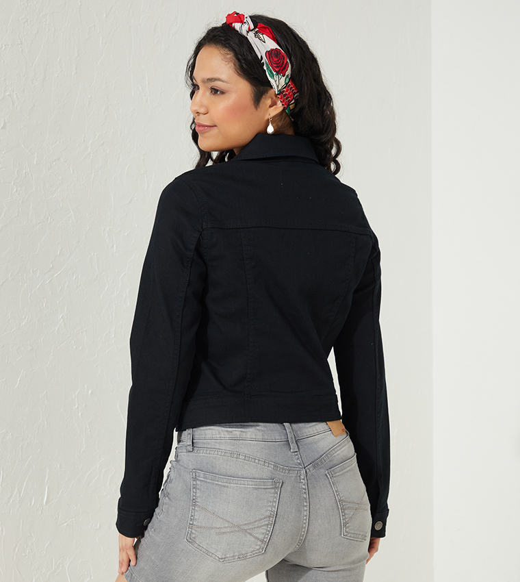 Buy Aeropostale Aeropremium Denim Girls Trucker Jacket In Black