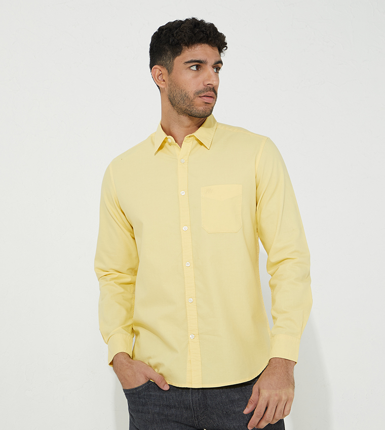 Buy Aeropostale Solid Slim Fit Woven Shirt In Yellow 6thStreet UAE