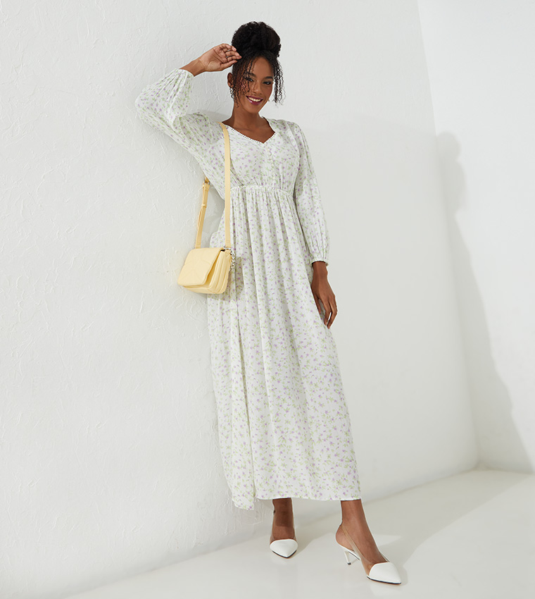 Buy Aeropostale Aero Girls Floral Print Maxi Dress In Ivory 6thStreet Qatar