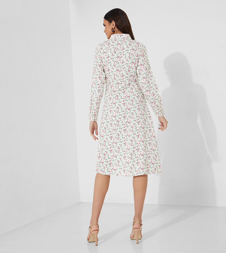 Aero Trendy Floral Printed Rayon Midi Dress