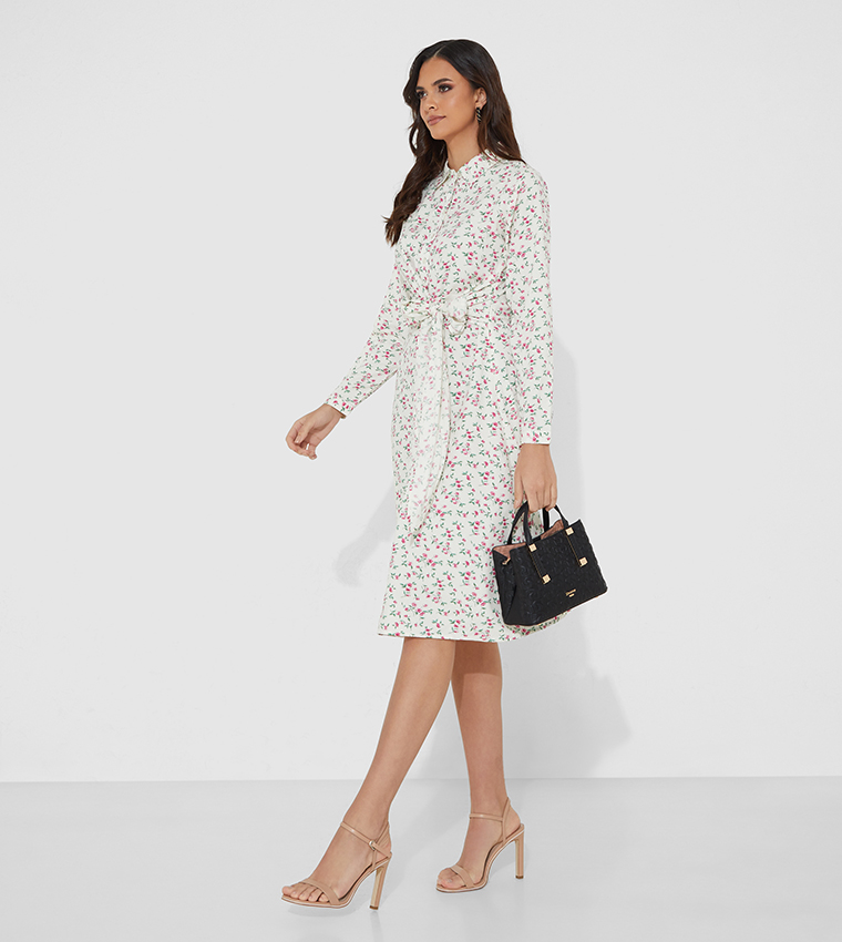 Aero Trendy Floral Printed Rayon Midi Dress