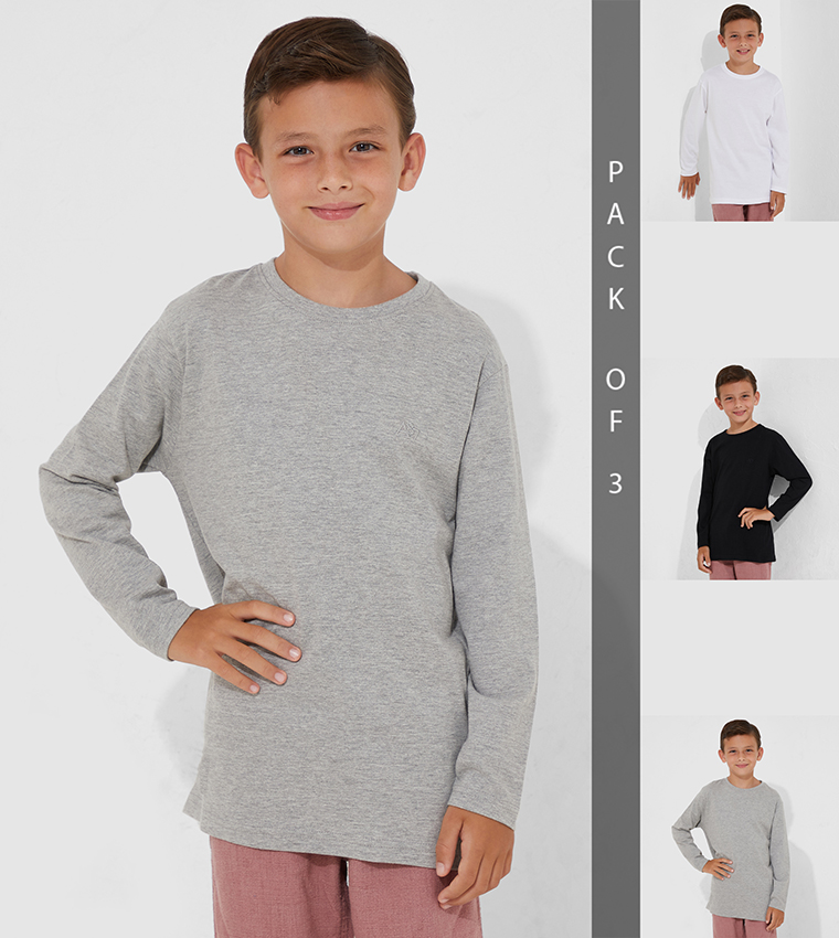 Aero Kids Boys Pack Of 3 Long Sleeves T-Shirts