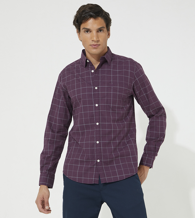 Purple sales checkered shirt