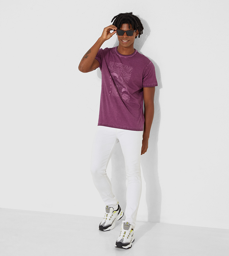 Buy Aeropostale Aero Men Crew Neck T Shirt In Purple 6thStreet Oman
