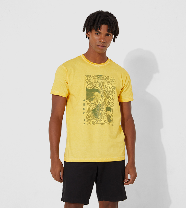 Yellow graphic tee cheap