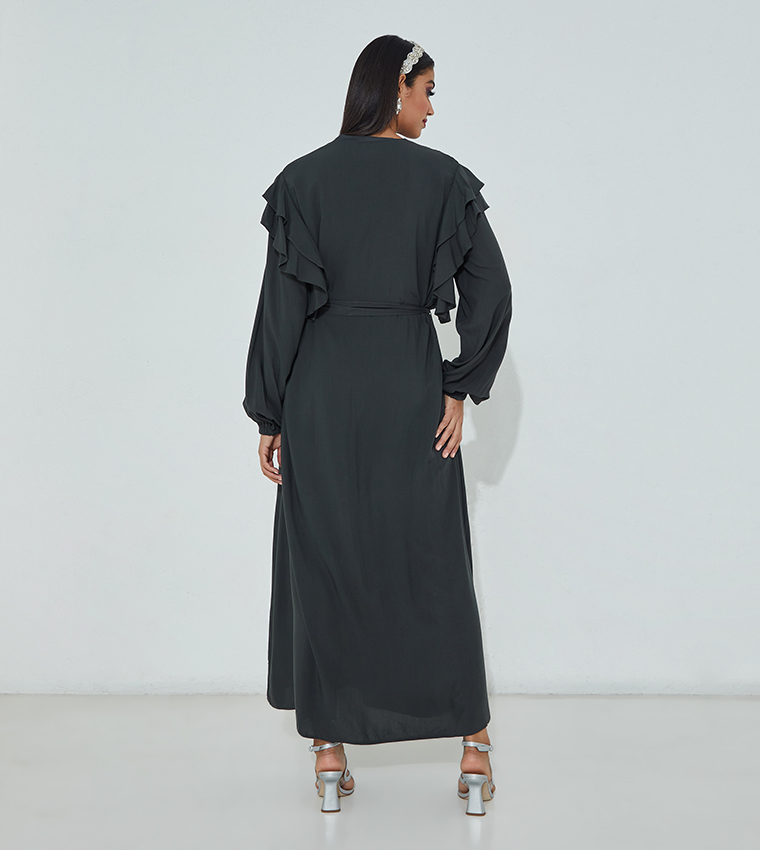 AERO Puffy Frilled Sleeve Designer Abaya