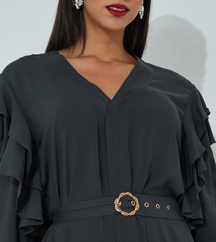 AERO Puffy Frilled Sleeve Designer Abaya