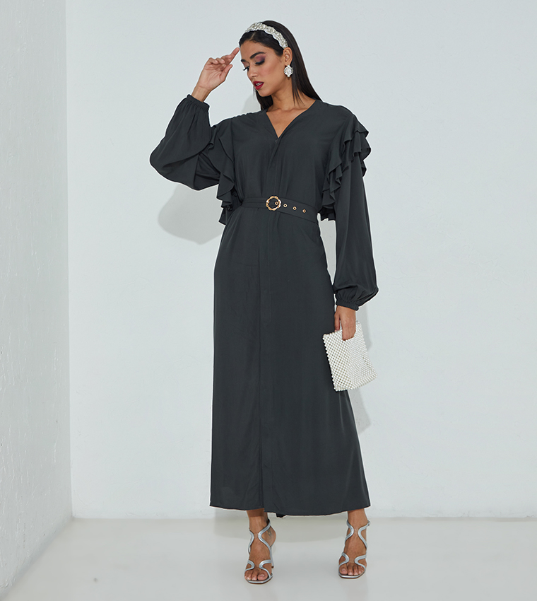 AERO Puffy Frilled Sleeve Designer Abaya