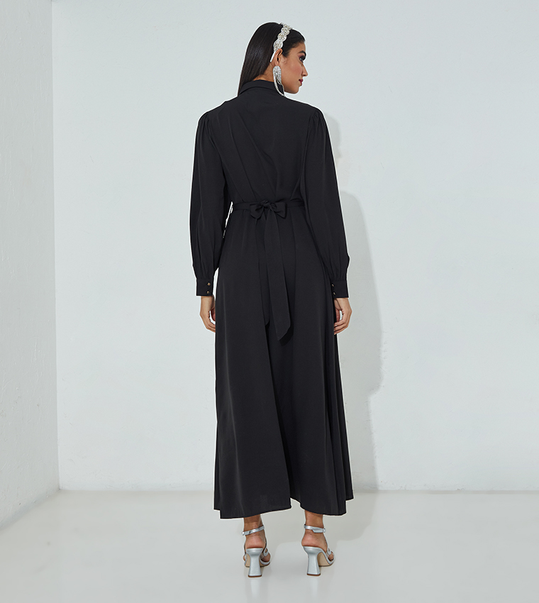 Aero Shirt Style Belted Abaya