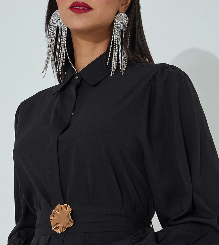 Aero Shirt Style Belted Abaya