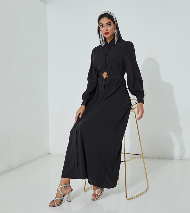 Aero Shirt Style Belted Abaya