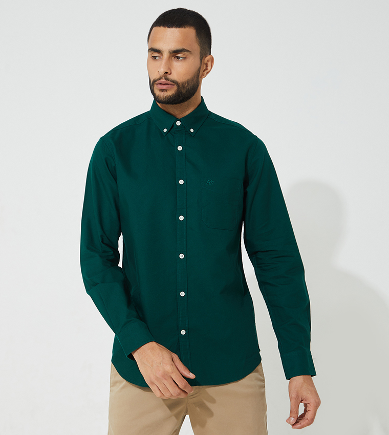 Green long on sale sleeve shirt