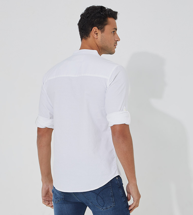 White long sale sleeves for men