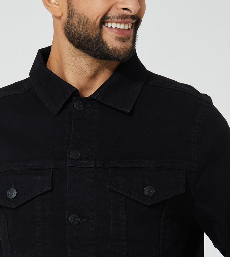 Buy Aeropostale Aero Guys Solid Denim Jacket In Black 6thStreet Kuwait