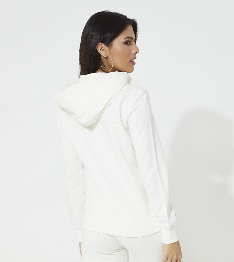 White hoodie best sale with zipper