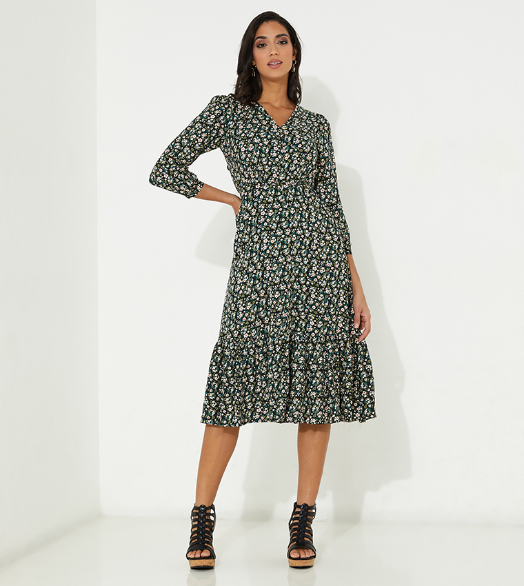 Buy Aeropostale Aero Button Front Midi Dress With Waist Tie In Black |  6thstreet Kuwait