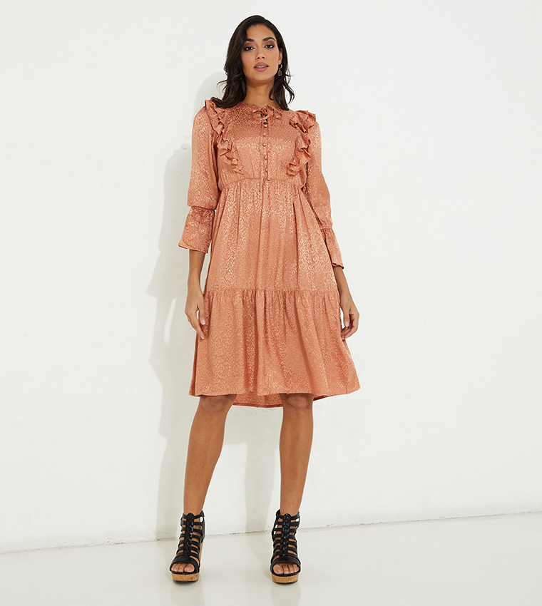 Aero Long Sleeves Jacquard Mini Dress