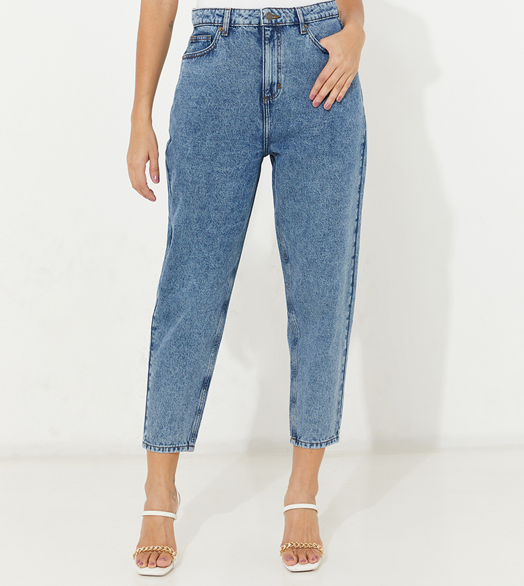 Buy Aeropostale Aero Light Wash Mom Fit Jeans In Blue | 6thStreet UAE