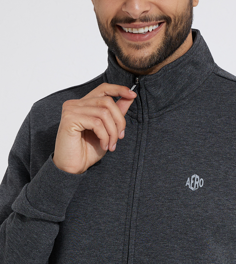 Buy Aeropostale Aero Guys Mock Neck Sweatshirt In Grey | 6thStreet